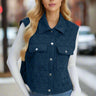Double Take Pocketed Texture Snap Down Vest