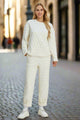 Double Take Textured Long Sleeve Top and Pants Set - Three Mad Hatters Mercantile 