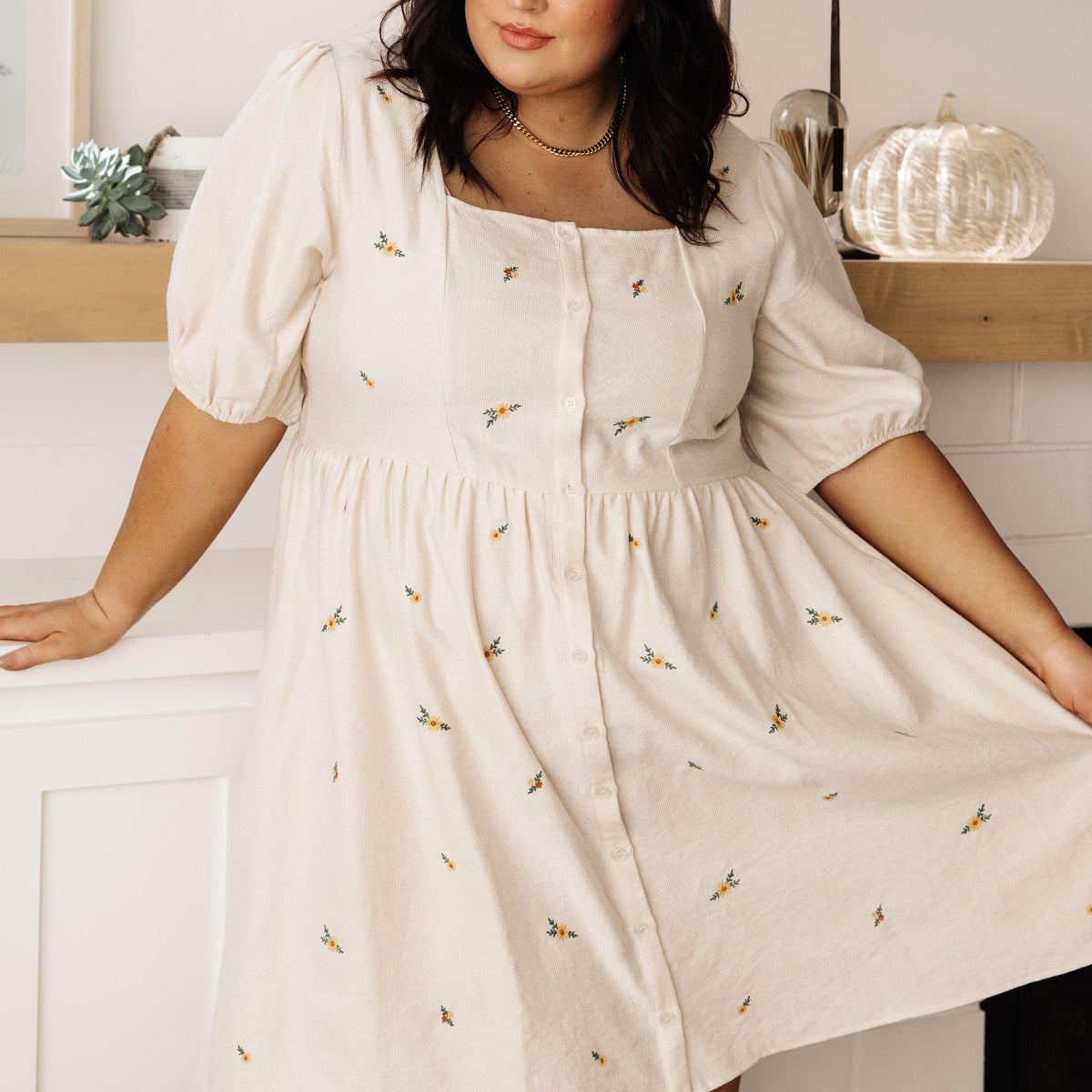 Dream a Little Dream Embroidered Dress - Three Mad Hatters Mercantile 