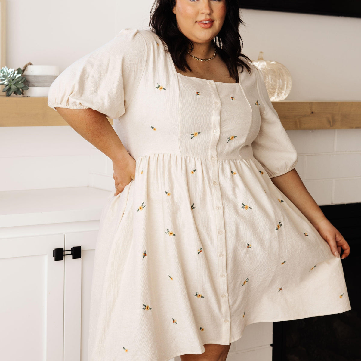 Dream a Little Dream Embroidered Dress - Three Mad Hatters Mercantile 