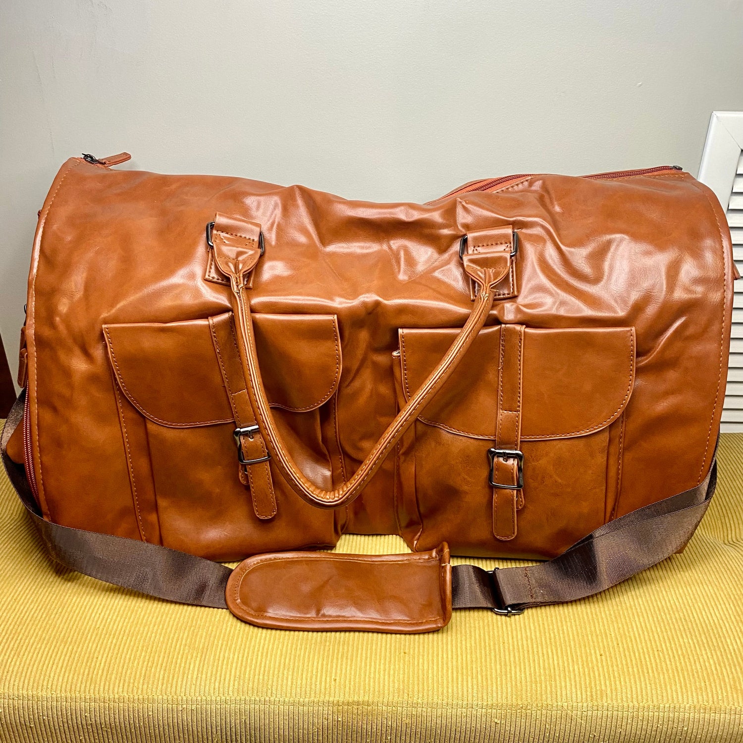 Rory, The Ultimate Duffle - Camel Faux Leather    