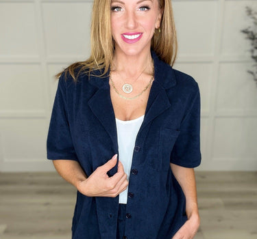 French Terry Button Down Top in Two Colors