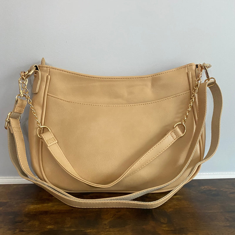 Rachael Crossbody Purse - Faux Leather Strap  Khaki - Faux Leather Straps  