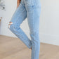 Eloise Mid Rise Control Top Distressed Skinny Jeans Womens Skinny Jean   