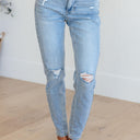 Eloise Mid Rise Control Top Distressed Skinny Jeans