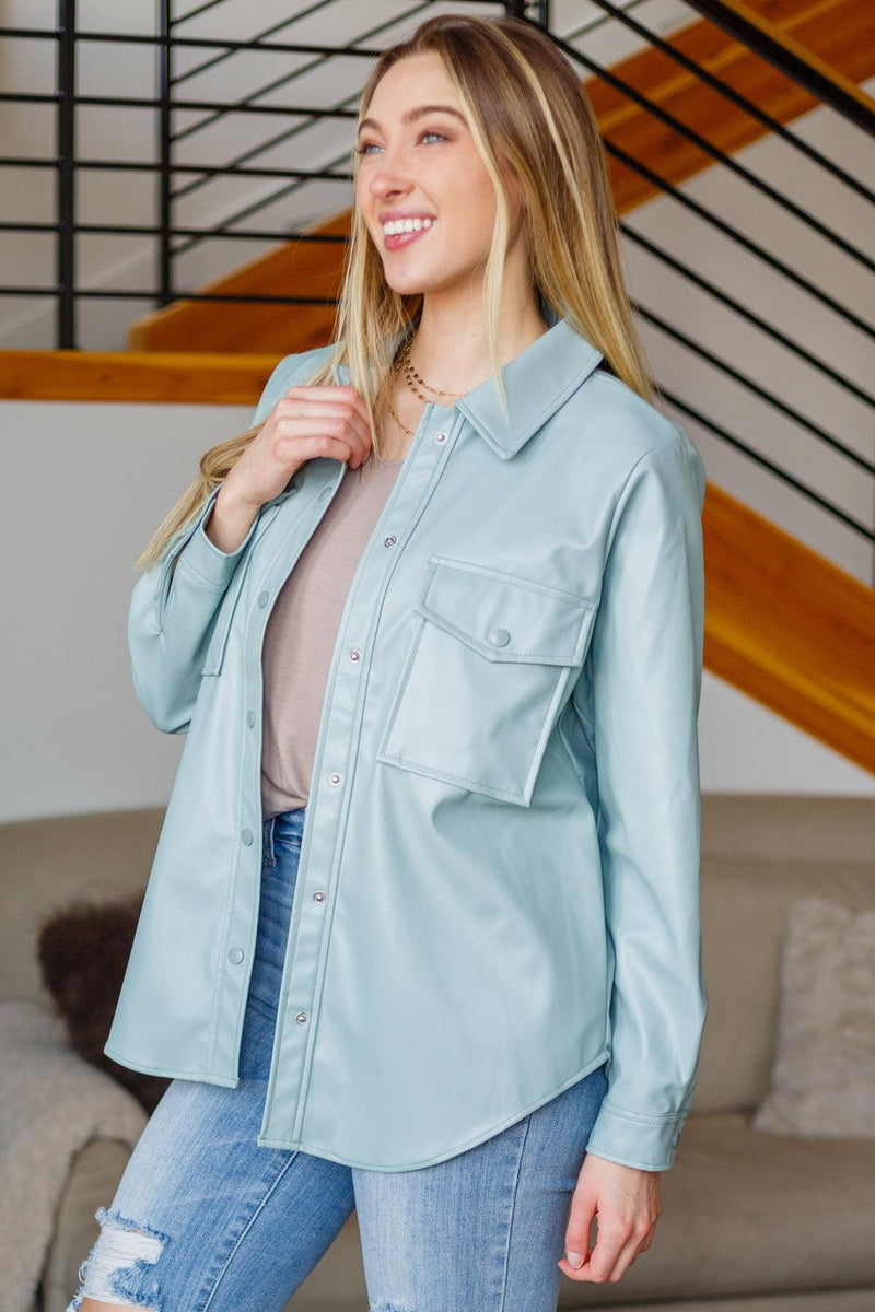 Endlessly Longing Faux Leather Shacket - Three Mad Hatters Mercantile 