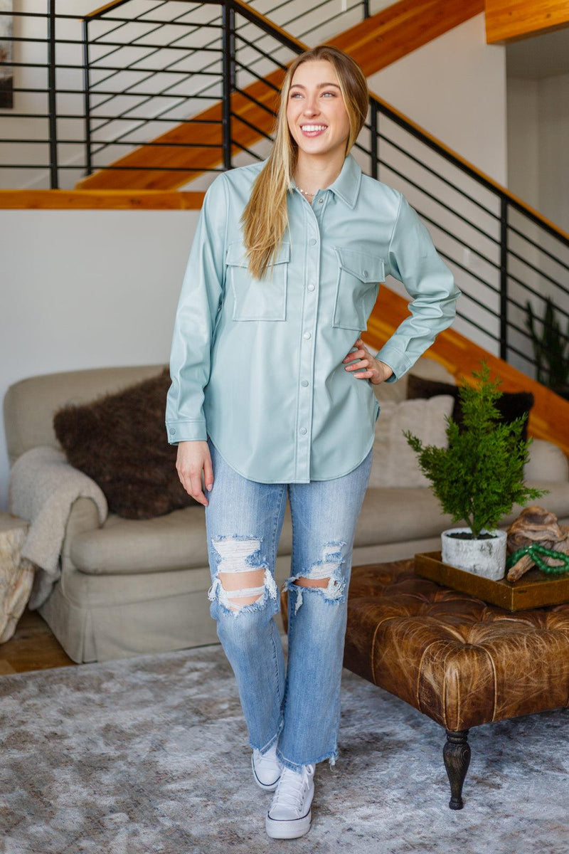 Endlessly Longing Faux Leather Shacket - Three Mad Hatters Mercantile 
