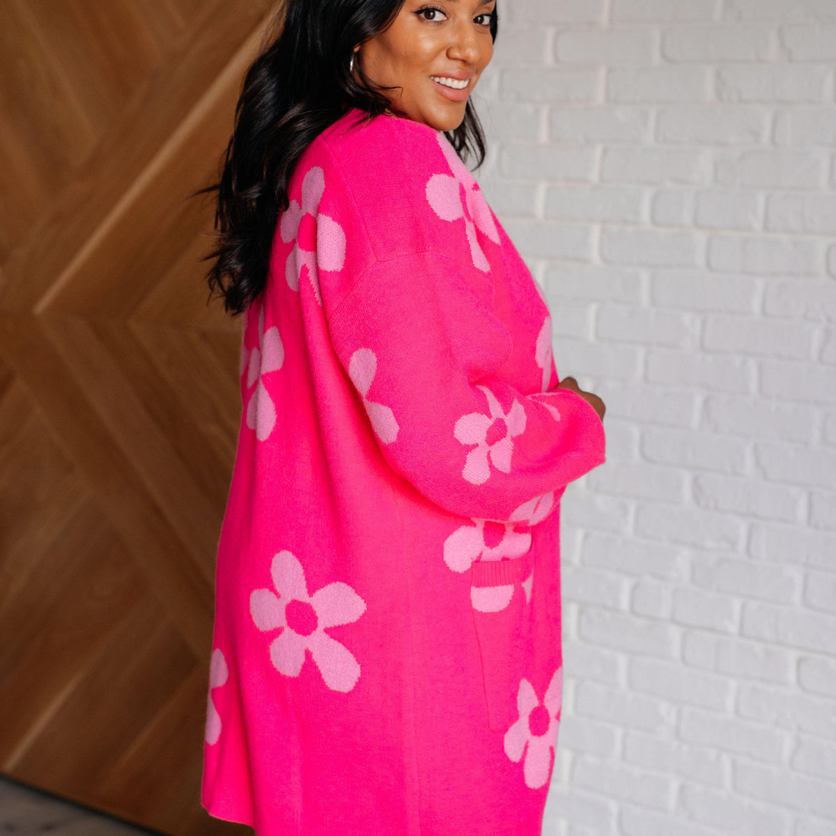 Enough Anyways Floral Cardigan in Pink - Three Mad Hatters Mercantile 