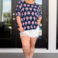 Essential Blouse in Navy and Pink Daisies Womens Tops   