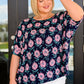 Essential Blouse in Navy and Pink Daisies Womens Tops   