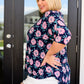 Essential Blouse in Navy and Pink Daisies Womens Tops   