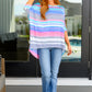 Essential Blouse in Teal and Grey Multi Stripe Womens Tops   