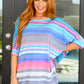 Essential Blouse in Teal and Grey Multi Stripe Womens Tops   