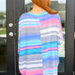 Essential Blouse in Teal and Grey Multi Stripe Womens Tops   