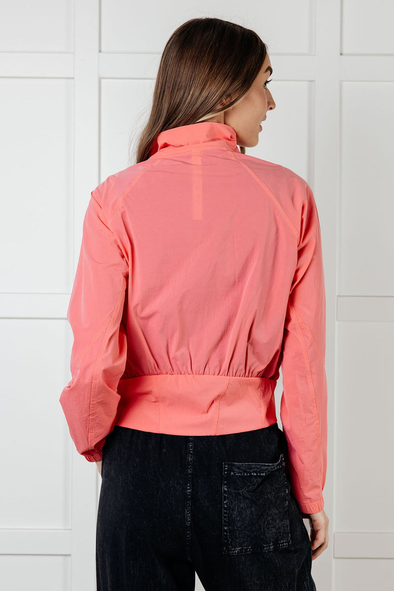 Fit Happens Nylon Tennis Jacket in Coral Rose Layers