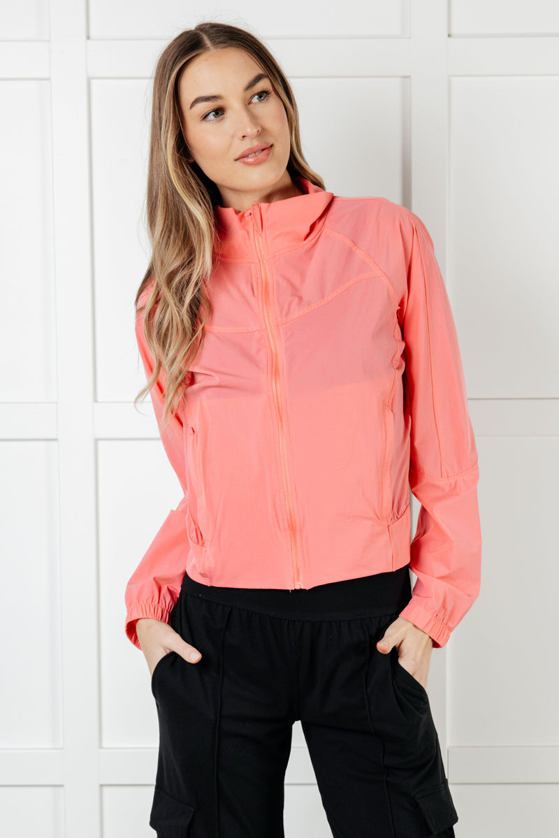 Fit Happens Nylon Tennis Jacket in Coral Rose Layers