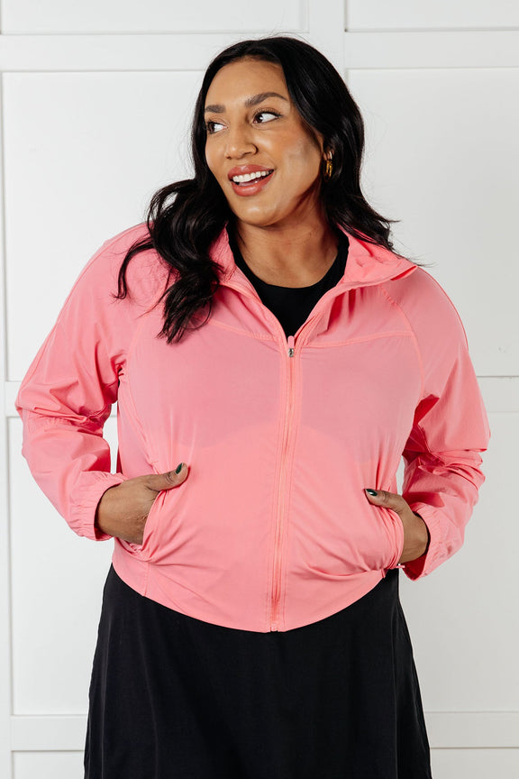 Fit Happens Nylon Tennis Jacket in Coral Rose Layers