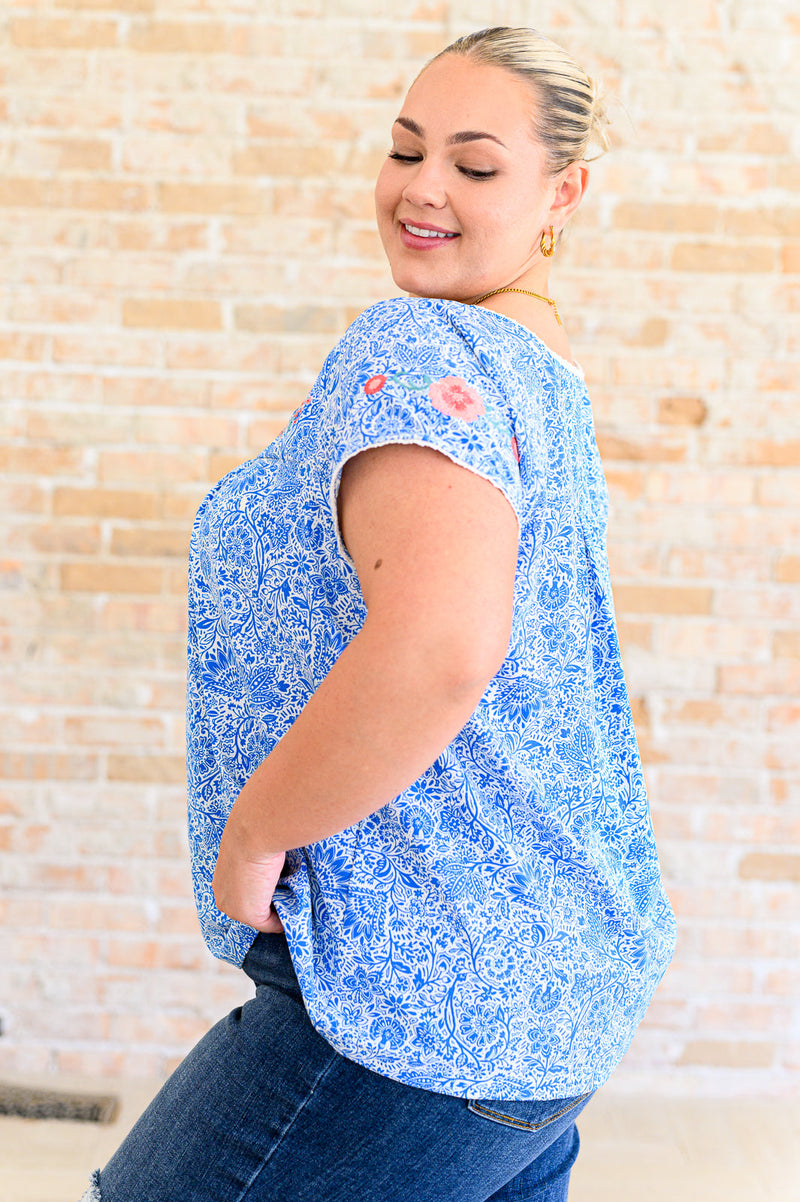 Floral Goals Blouse in Royal Womens Tops   