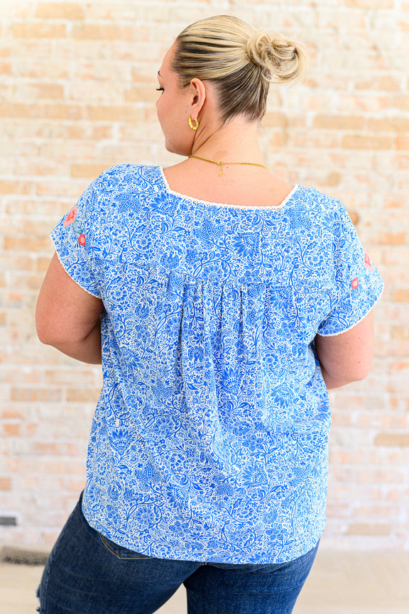 Floral Goals Blouse in Royal Womens Tops   