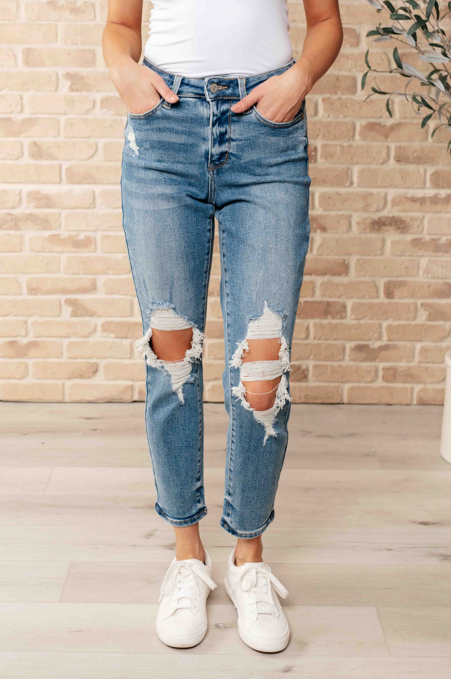 Frankie High Waist Distressed Boyfriend Jeans Womens Boyfriend Jeans   