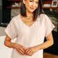 Frequently Asked Questions V-Neck Top in Blush Womens Blouse   