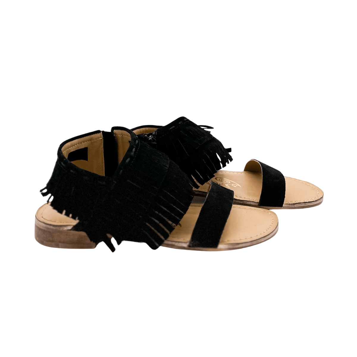 Fringe Star Sandal in Black - Three Mad Hatters Mercantile 