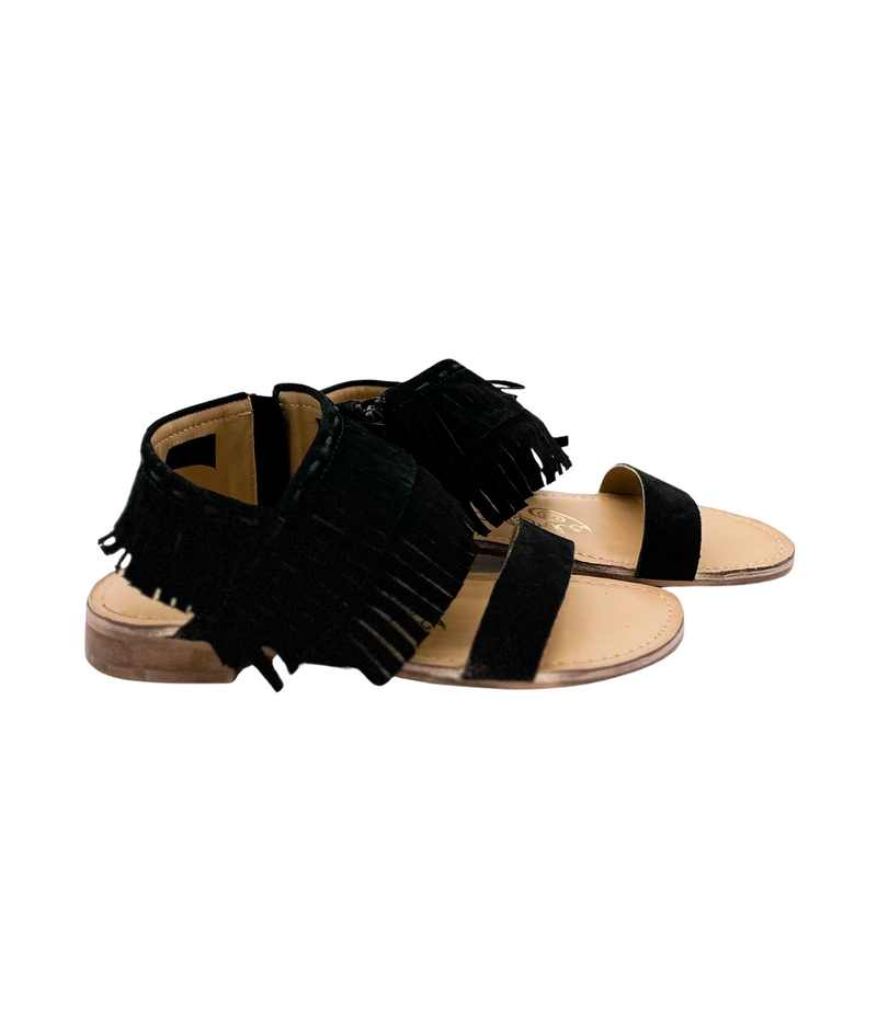 Fringe Star Sandal in Black Shoes   