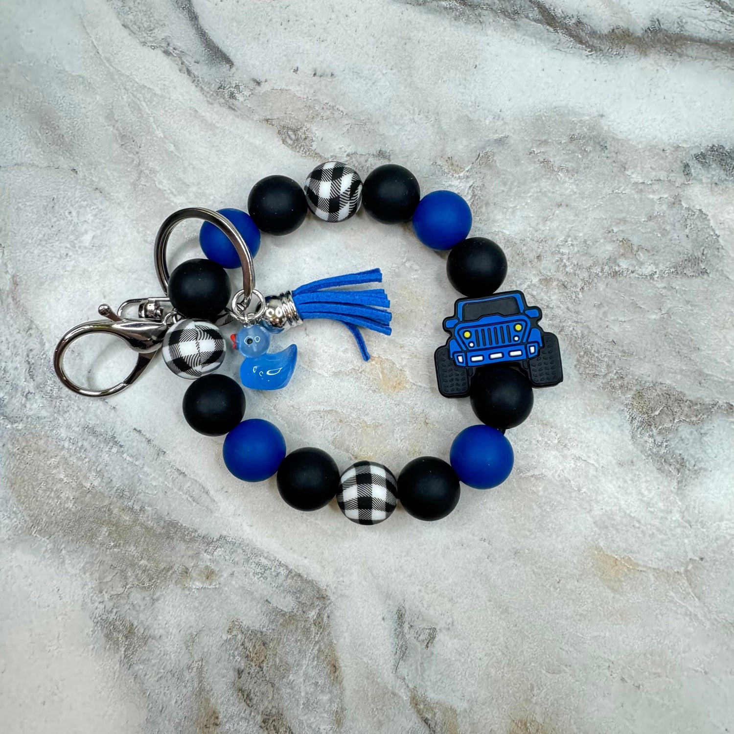 Silicone Bracelet Keychain - Duck Duck Jeep - Blue    