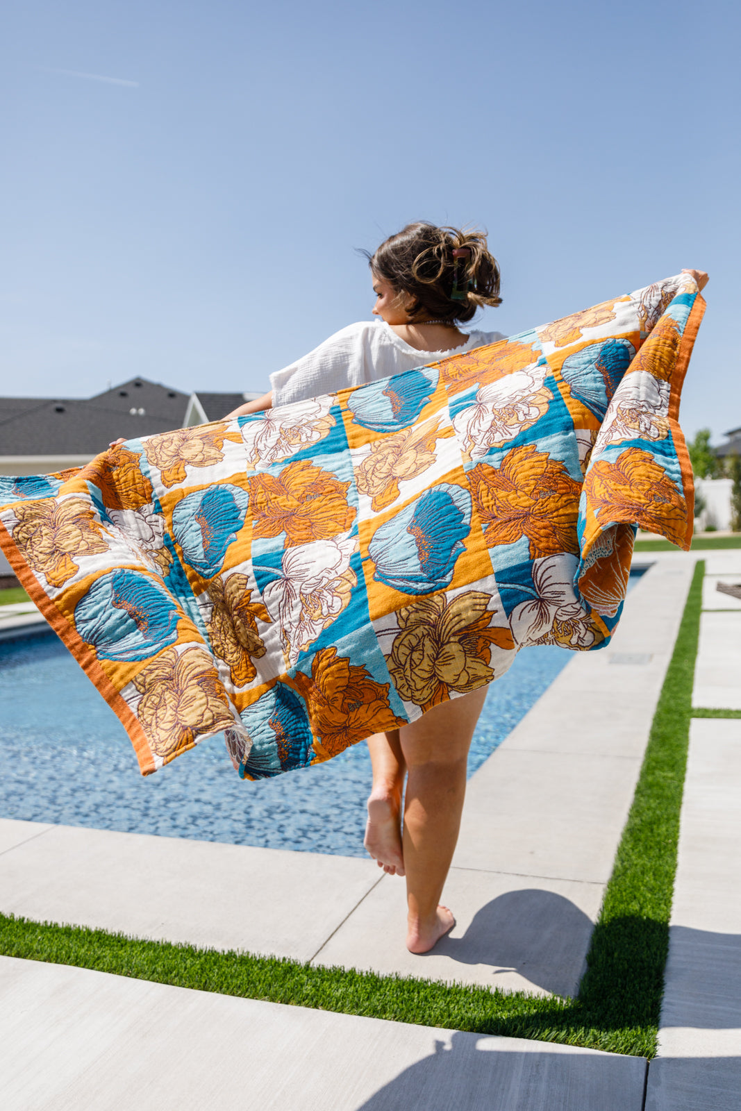 Luxury Beach Towel in Block Floral Home & Decor   