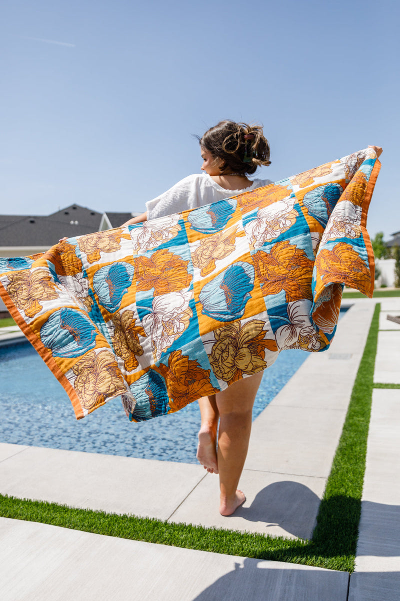 Luxury Beach Towel in Block Floral Home & Decor   