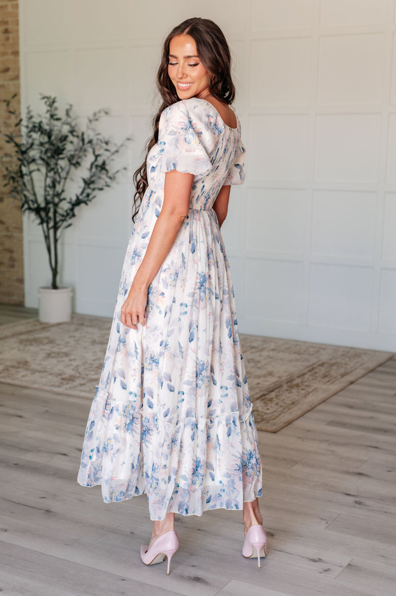 Gentle Yet Strong Balloon Sleeve Floral Dress Dresses   