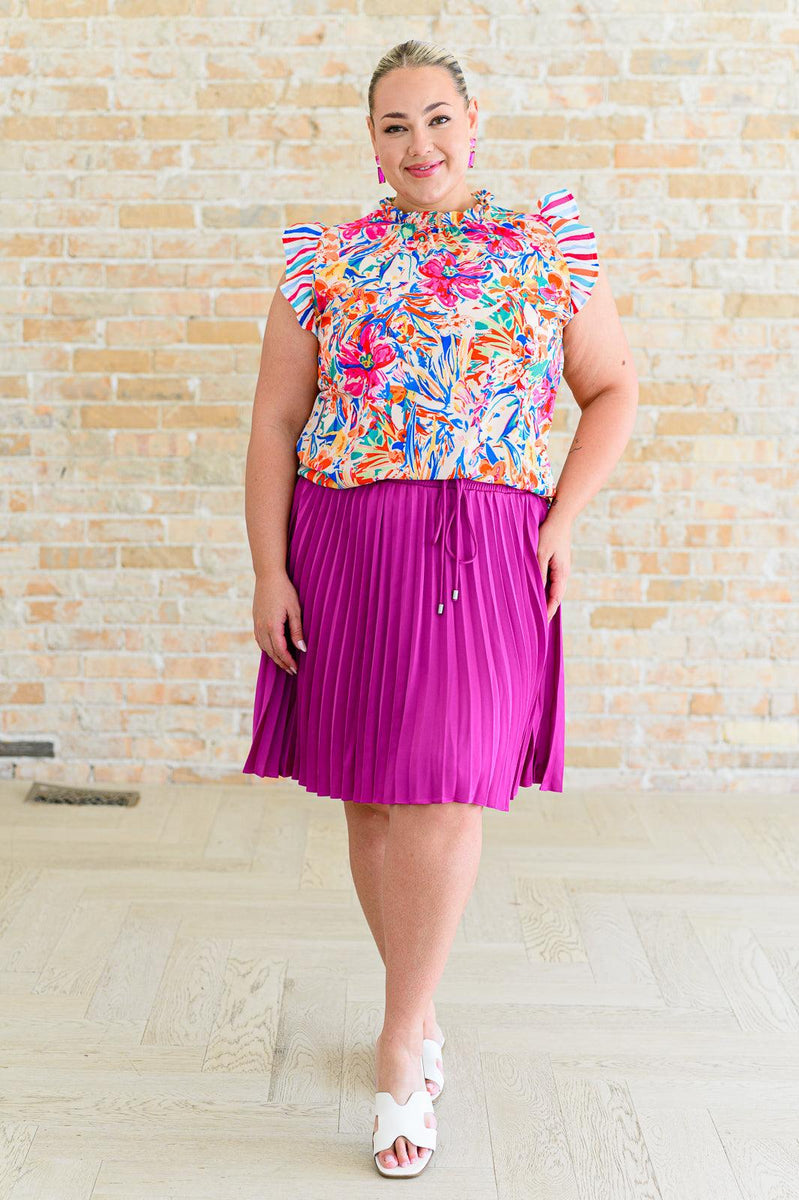 Just a Flirt Pleated Skirt in Magenta - Three Mad Hatters Mercantile 