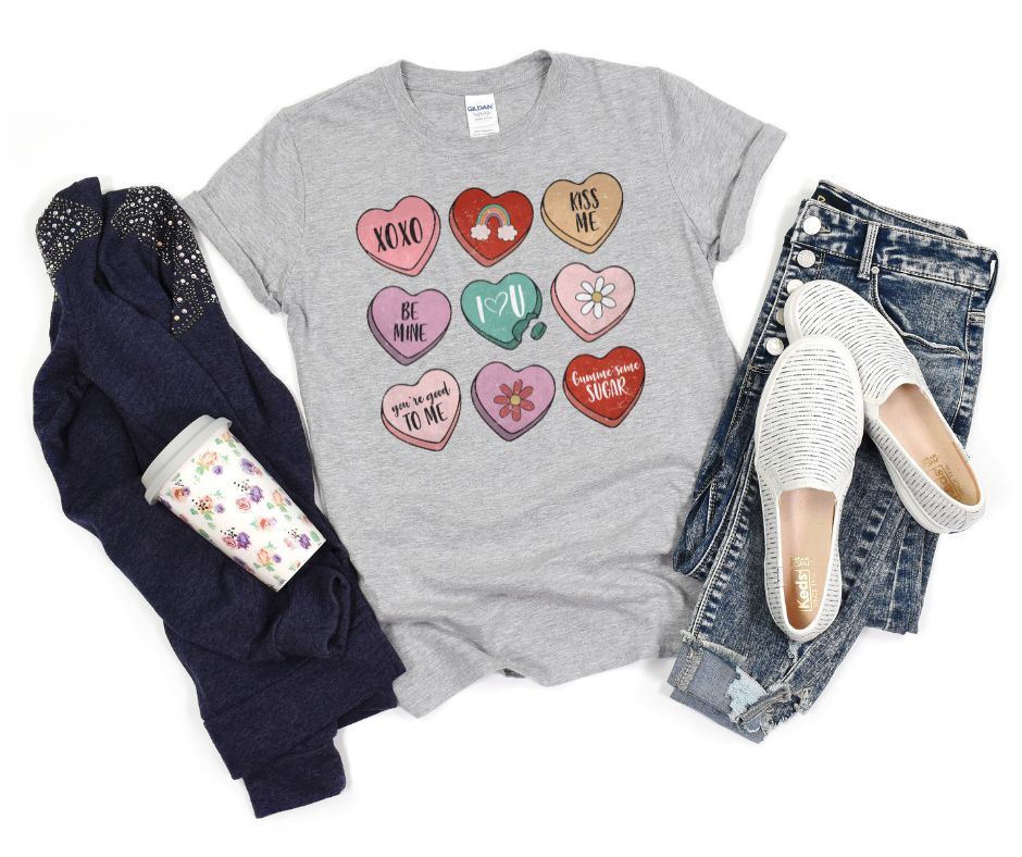 Candy Hearts Graphic Tee Womens