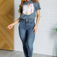 Gingham Pumpkin With Bow Graphic Tee Tops   