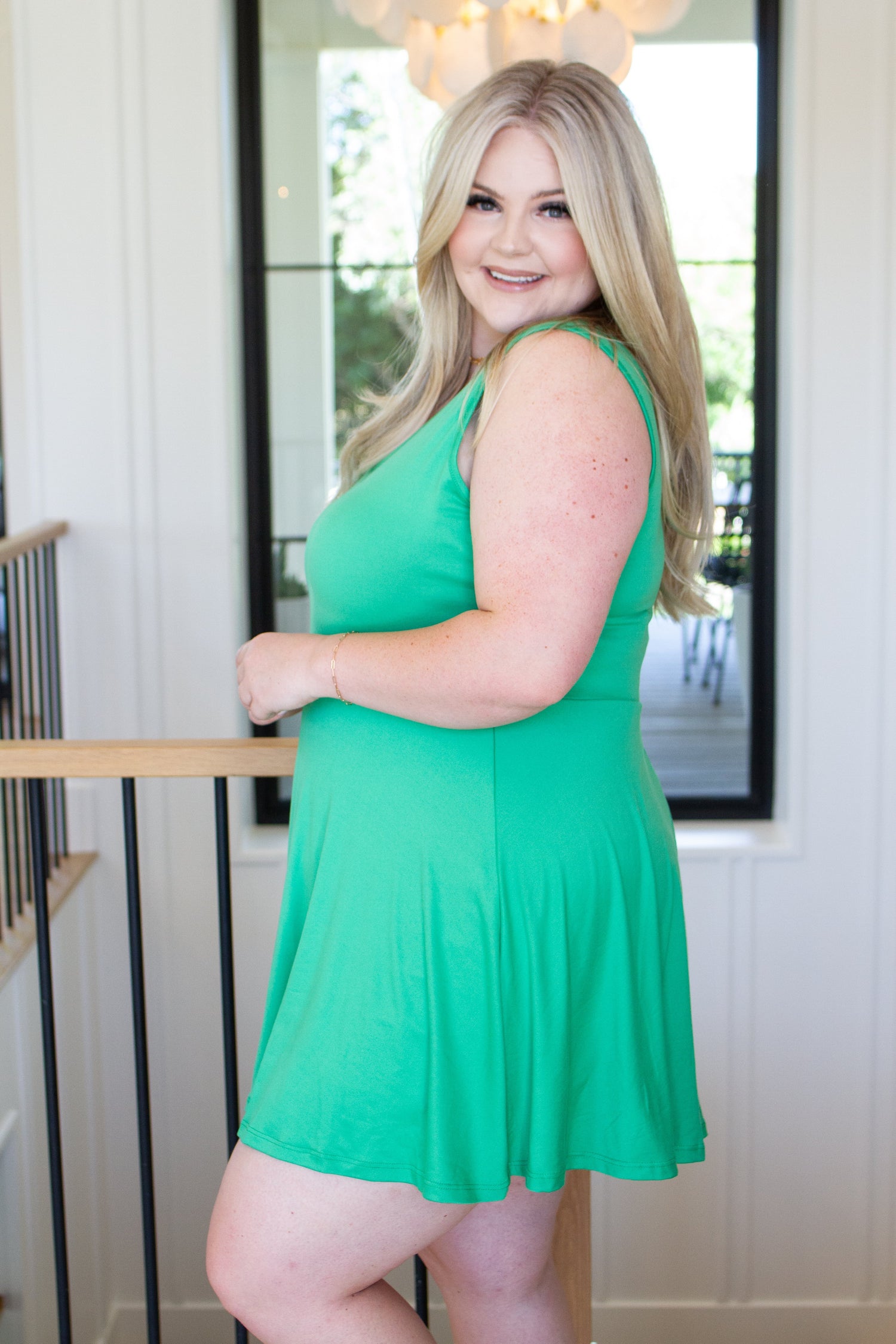 Gorgeous in Green Sleeveless Skort Dress Dresses   