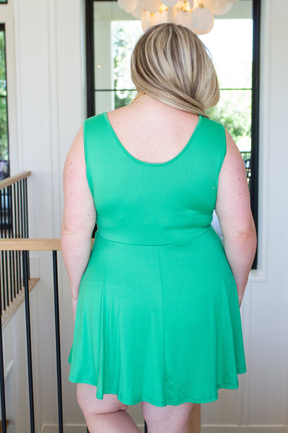 Gorgeous in Green Sleeveless Skort Dress Dresses   