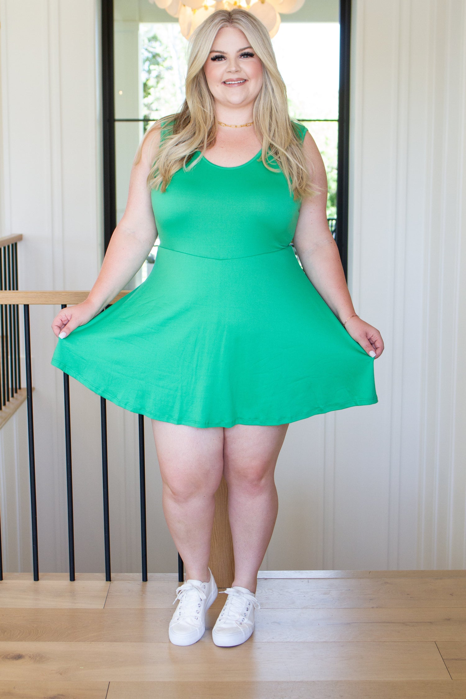 Gorgeous in Green Sleeveless Skort Dress Dresses   