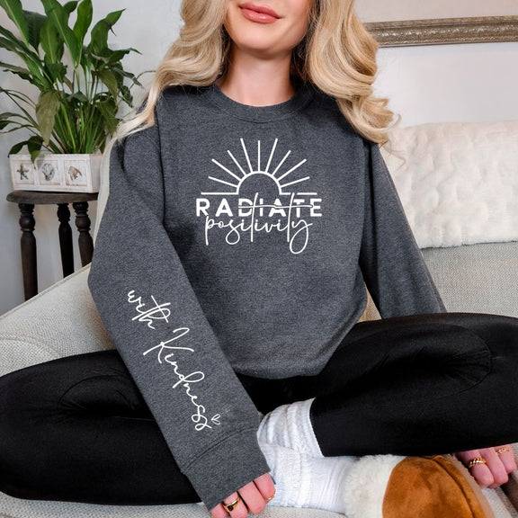 Radiate Positivity Graphic Sweatshirt in Three Colors Graphic Sweatshirt