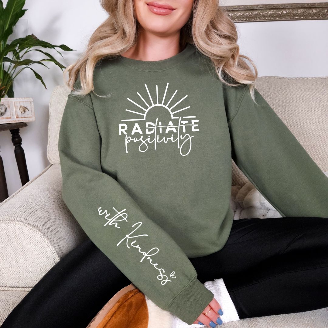 Radiate Positivity Graphic Sweatshirt in Three Colors Graphic Sweatshirt