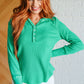 Greensleeves Waffle Knit Henley Womens Tops   