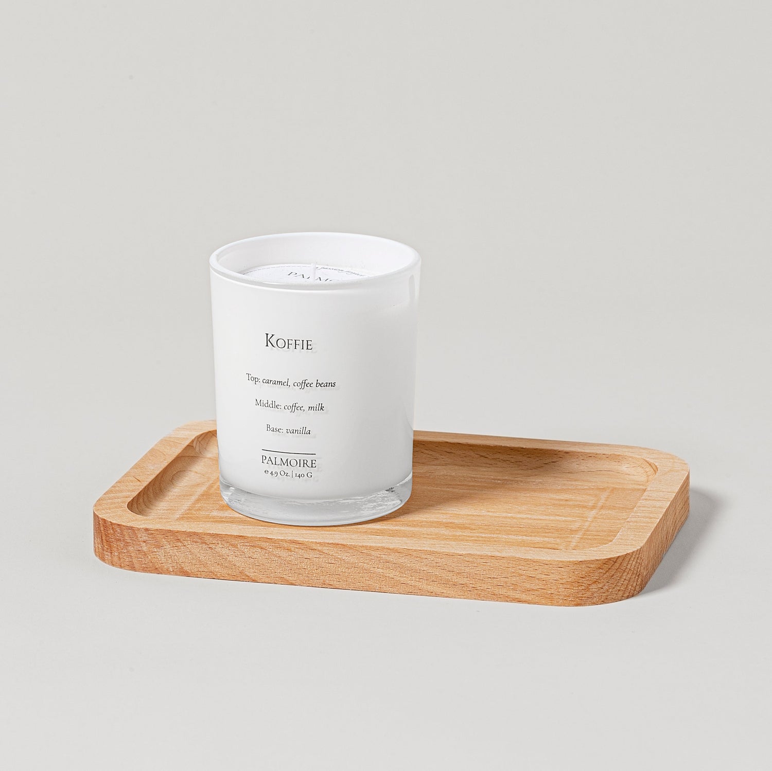 Koffie Candle + Wood Tray    