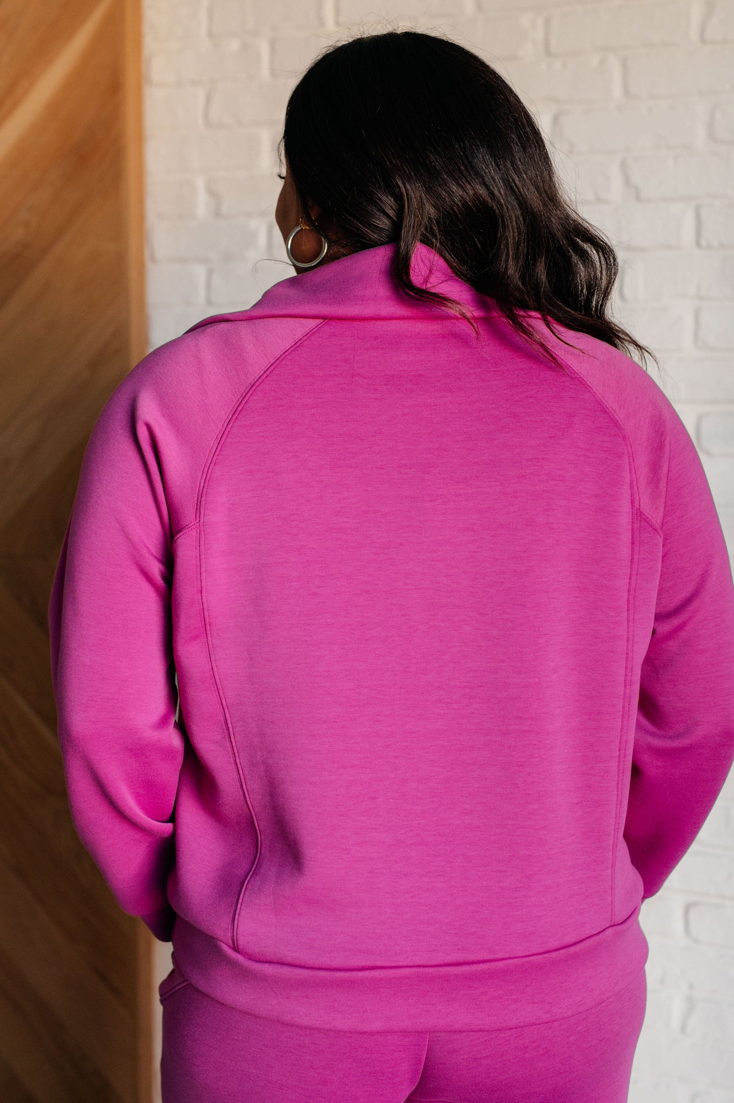 Hamptons Travel Half Zip Pullover in Magenta Athleisure   