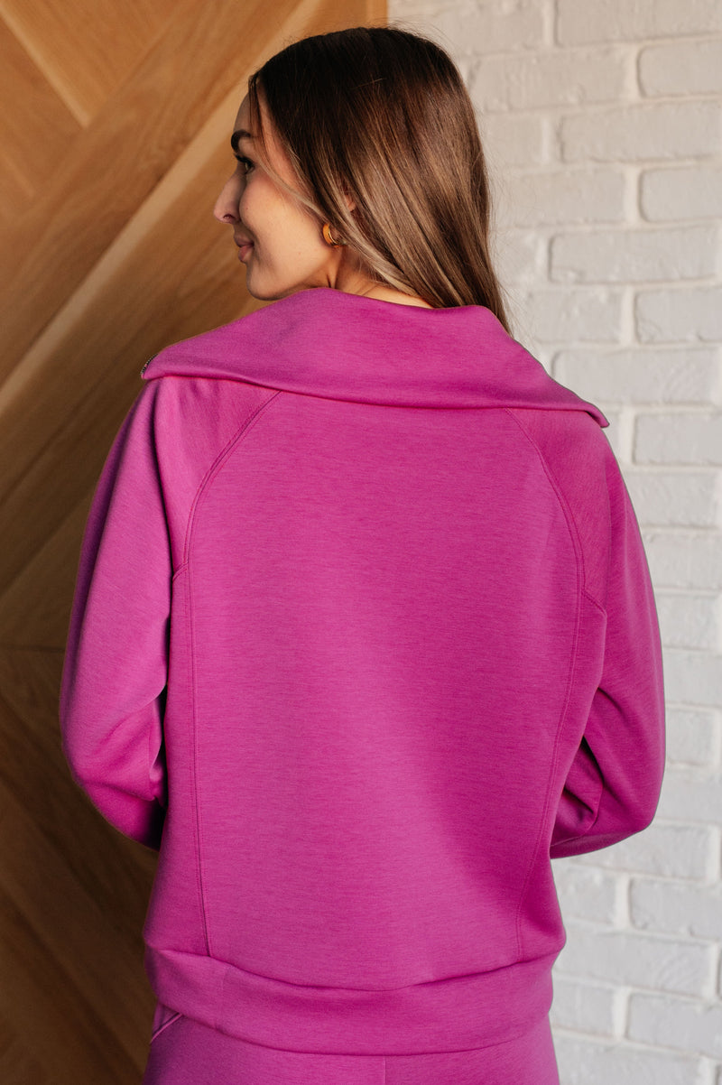 Hamptons Travel Half Zip Pullover in Magenta Athleisure   