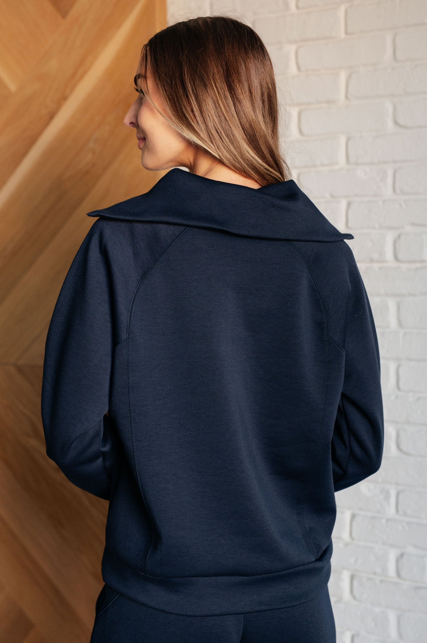 Hamptons Travel Half Zip Pullover in Navy Athleisure   