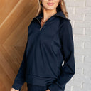 Hamptons Travel Half Zip Pullover in Navy