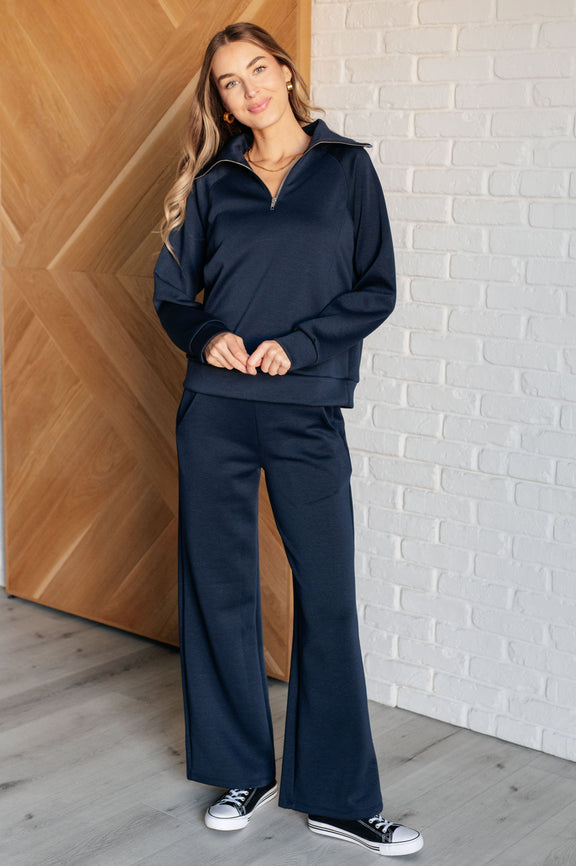 Hamptons Travel Half Zip Pullover in Navy Athleisure   