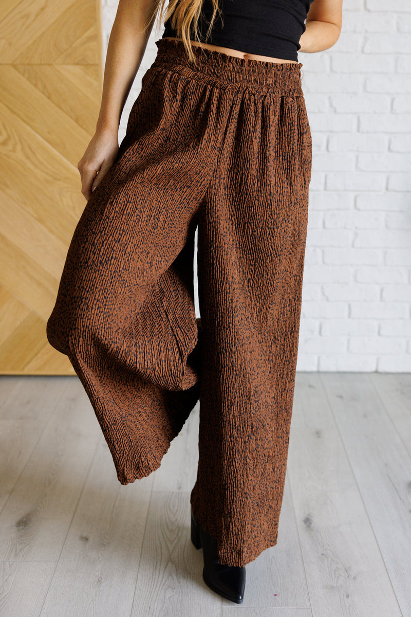 Harmony High Rise Wide Leg Pants in Brown Bottoms   