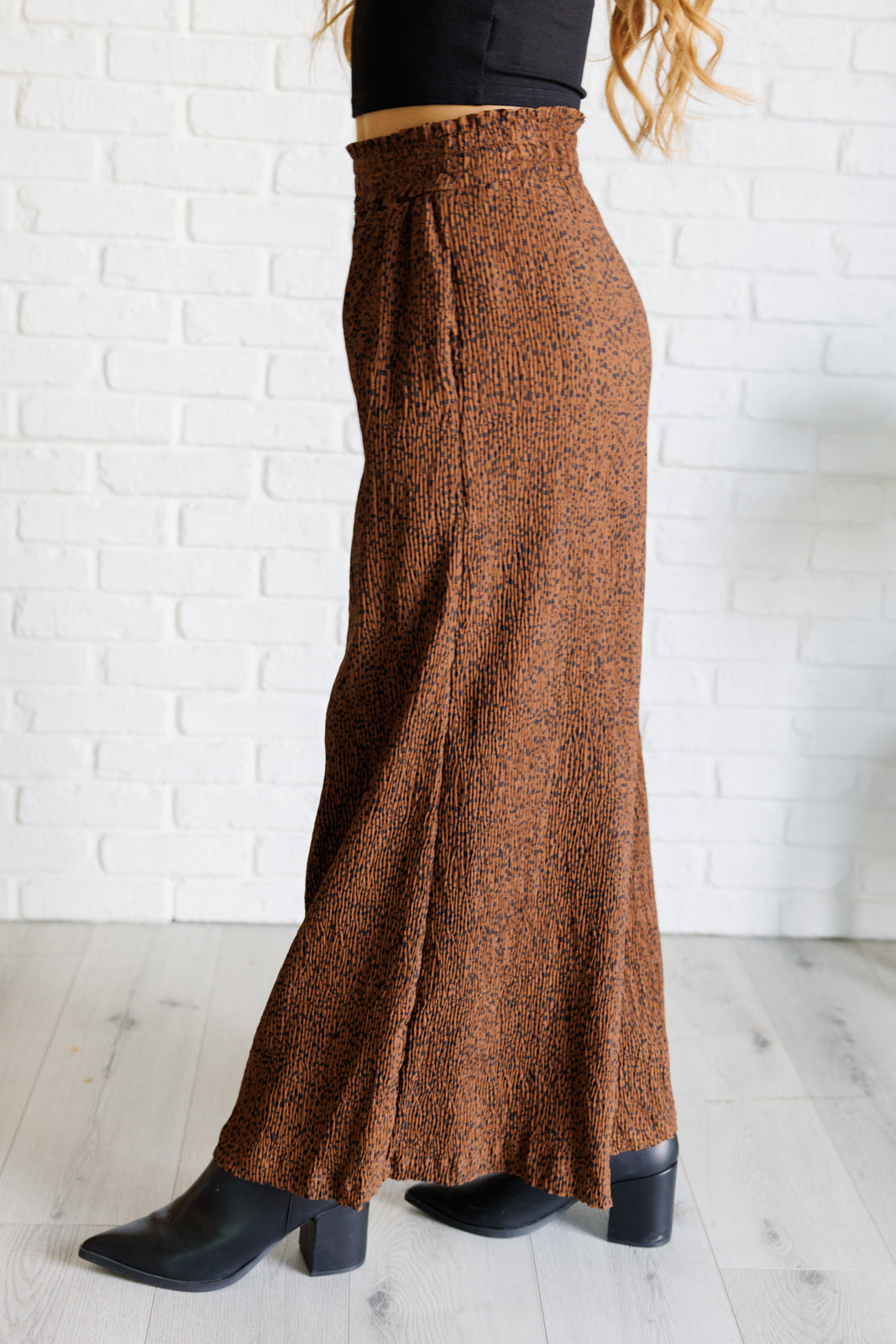 Harmony High Rise Wide Leg Pants in Brown Bottoms   