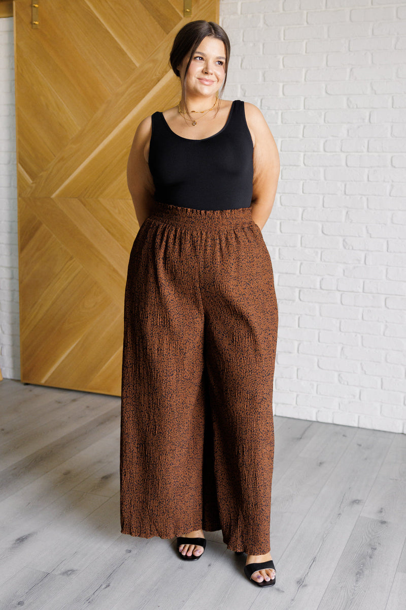 Harmony High Rise Wide Leg Pants in Brown Bottoms   