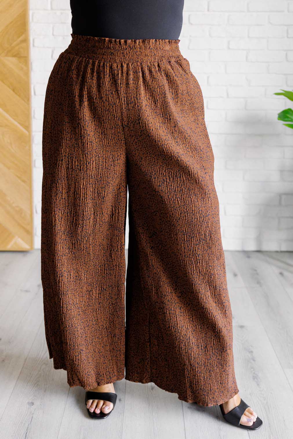 Harmony High Rise Wide Leg Pants in Brown Bottoms   